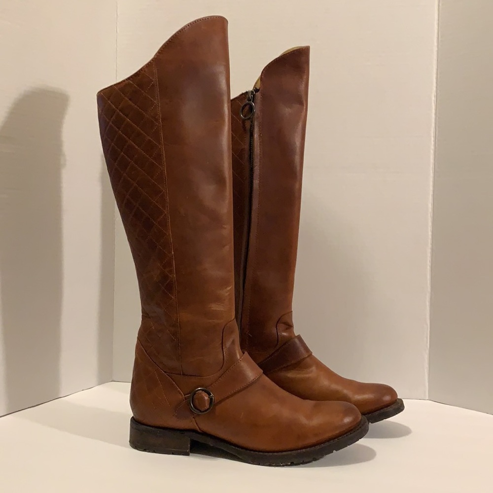 Justin British Tan Leather Tall Riding Boots Size 7.5